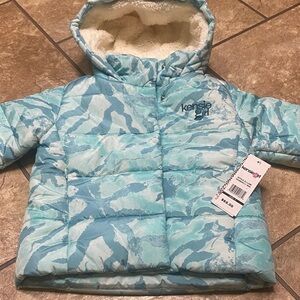 Kensie Girl Toddler Blue and White Patterned Lined Coat NWT